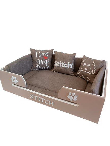 Cuccia per cani con set cuscini stampati
